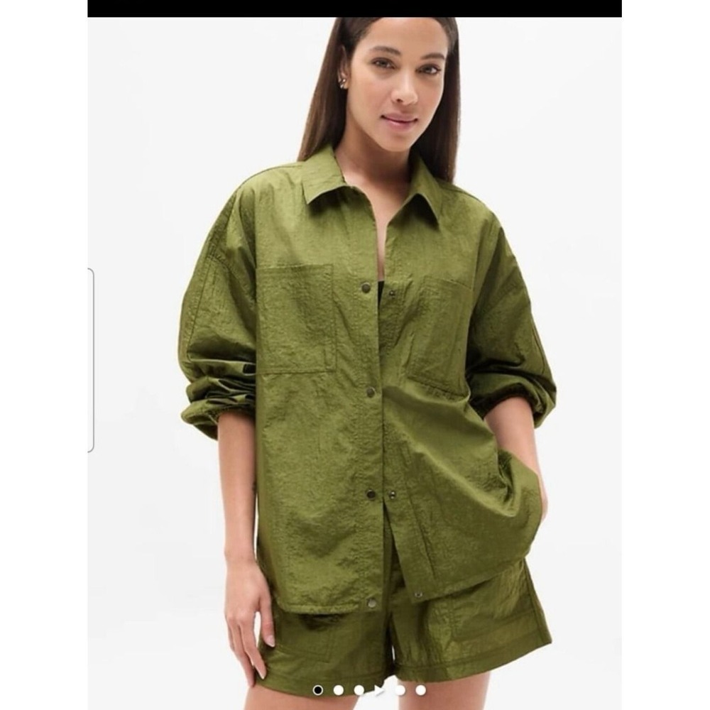 Athleta Picoline Olive Utility Button-Front Jacket Size XXS